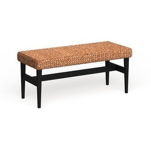 lot 11625 image: The Curated Nomad Terraza Black Natural Woven Bench- Retail$159.99