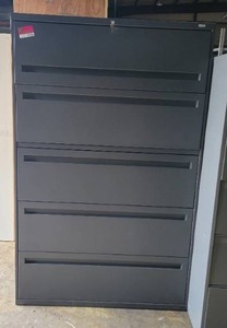 lot 4238 image: Charcoal Grey Metal Lateral Filing Cabinet