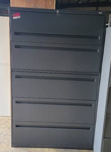 lot 4239 image: Charcoal Grey Metal Lateral Filing Cabinet
