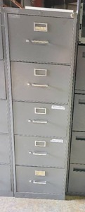 lot 4241 image: 5 Drawer Metal Filing Cabinet