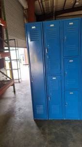 lot 4258 image: Penco Royal Blue Double Sided 12 Door Locker Unit