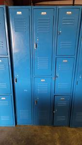 lot 4260 image: Penco Royal Blue Double Sided 12 Door Locker Unit