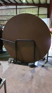 lot 4263 image: Lot of 5 Banquet Tables on Cart