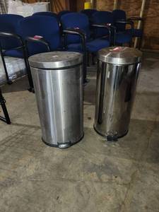 lot 35087 image: (2) Stainless Steel Trash Cans