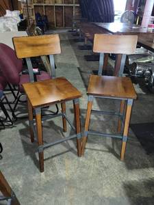 lot 35106 image: (2) Wooden Bar Height Chairs