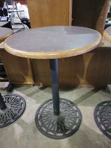 lot 35186 image: Round Bar Height Table With Cast Iron Base