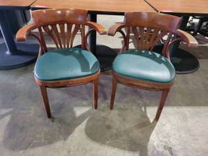 lot 35200 image: Set of 2 Falcon Iguana Green Wooden Back Chairs