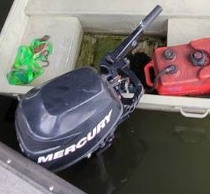 lot 35368 image: Mercury 9.9 Boat Motor - No Title - Runs Rough - Needs Shift Linkage and Carburetor