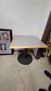 lot 35405 image: Grey Square Table with Metal Base