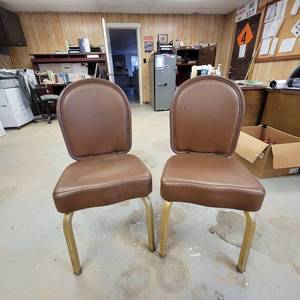 lot 35377 image: (2) Vinyl Peach Chairs