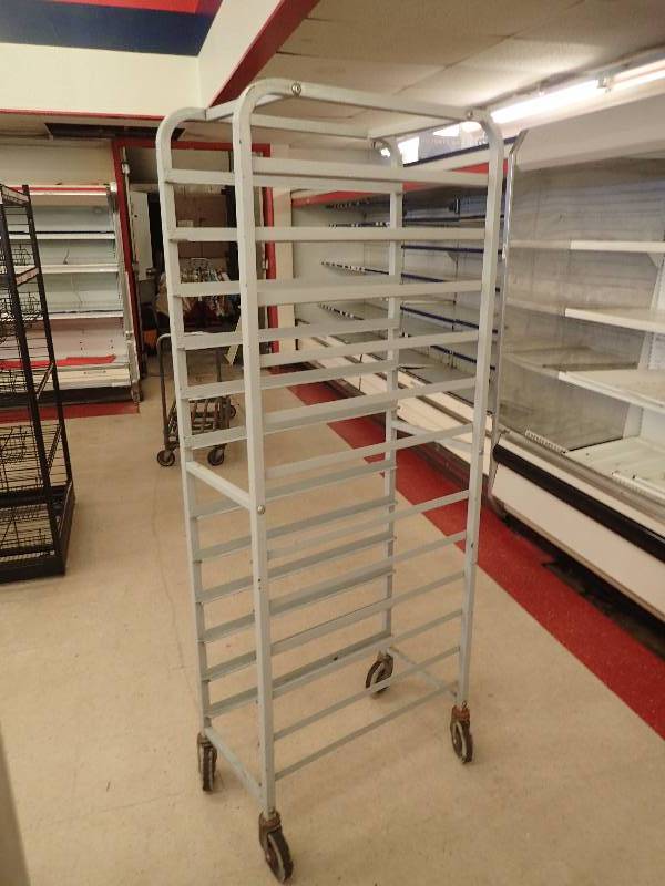 lot 4320 image: Half-Size Aluminum Sheet Pan Rack on Casters
