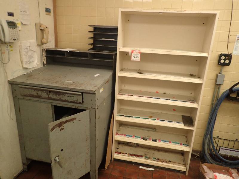 lot 4331 image: Medal Drafting Desk w Under storage and Shelving