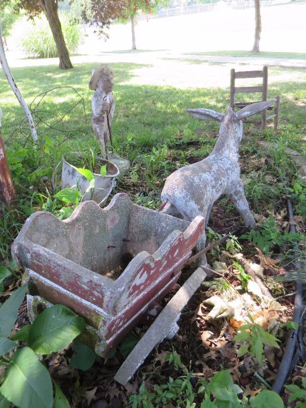 Concrete Donkey and Cart South KC Estate Liquidation by Fleetsale