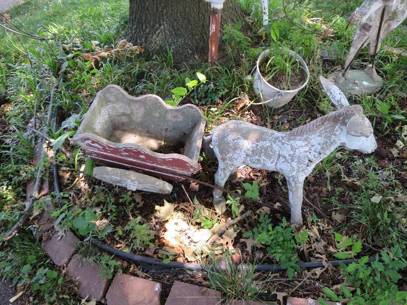 Concrete Donkey and Cart South KC Estate Liquidation by Fleetsale