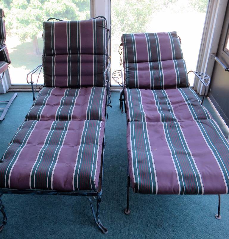 lot 202 image: Wrought Iron Chaise Lounges