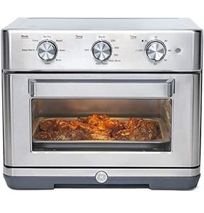 lot 143296 image: GE Mechanical Air Fryer Toaster Oven. Convection Toaster with 7 Cook Modes  Large Capacity Oven - Fits 12inch Pizza  Countertop Kitchen Retail $179