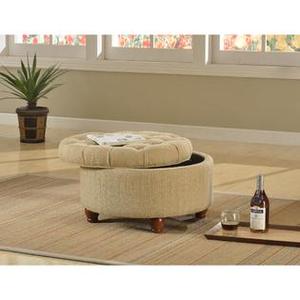 lot 642680 image: HomePop Large Tufted Round Storage Ottoman, Multiple Colors