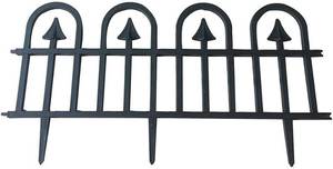 lot 642696 image: Abba Patio Garden Fence Recycled Plastic Landscape Edging 6 Sections 24.5 x 12.5inch Flexible No-Dig Ornamental Wrought Iron Style Decorative Border, Black