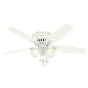 lot 843309 image: Hunter 52 inch Builder Snow White Ceiling Fan with Light Kit and Pull Chain