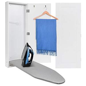 lot 11838 image: Ivation Wall Mounted Ironing Board Cabinet, Foldable Ironing Storage Station for Home, Apartment & Small Spaces, Easy-Release Lever, White