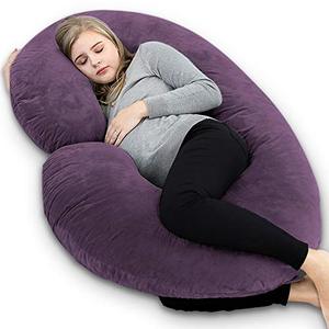 lot 11841 image: INSEN Pregnancy Body Pillow,Full Body Pillow,C Shaped Full Body Pillow with Velvet Cover (Dark Purple Velvet)