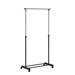 lot 11850 image: Honey-Can-Do Adjustable Height Rolling Metal Clothes Rack GAR-01122 Chrome