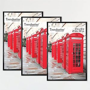 lot 11862 image: MCS Trendsetter Poster Frame Back-Loading Wall Art & Puzzle Frame, 27 x 40 Inch, Black, 3 Pack