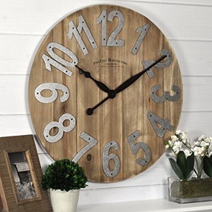lot 11863 image: FirsTime & Co. Slat Wood Wall Clock, 22.5, Tan