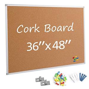 lot 11864 image: Board2by Cork Board Bulletin Board 36 x 48, Silver Aluminium Framed 4x3 Corkboard, Office Board for Wall Cork, Large Wall Mounted Notice Pin Board