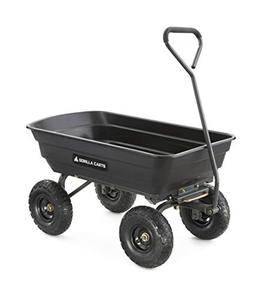 lot 11869 image: Gorilla Carts GOR4PS Poly Garden Dump Cart with Steel Frame and 10-in. Pneumatic Tires, 600-Pound Capacity, Black
