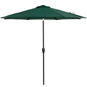 lot 11878 image: Tempera 9 ft Patio Umbrella Outdoor Patio Market Umbrella with Push Button Tilt and Crank, 8 Sturdy Ribs, Forest GreenDark Green