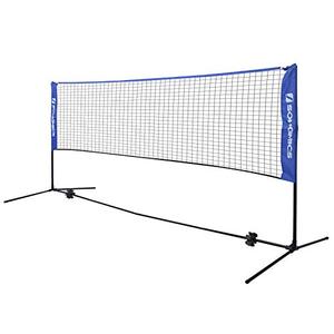 lot 11886 image: SONGMICS Badminton Net Set, Portable Sports Set for Badminton, Tennis, Kids Volleyball, Pickleball, Easy Setup, Nylon Net with Poles for Indoor Outdoor Court, Blue USYQ500V2