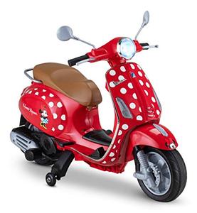 lot 11901 image: Kid Trax Toddler Minnie Mouse Vespa Scooter Electric Ride On Toy, 3-5 Years Old, 6 Volt, Max Weight 60 lbs, Red (KT1583AZ)