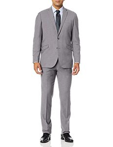 lot 11914 image: Kenneth Cole REACTION Mens Stretch Slim Fit Suit, Light Grey Basketweave, 42R