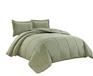 lot 11920 image: 3-Piece Down Alternative Comforter Set (Oversized King, Sage Green)