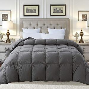 lot 11922 image: Cosybay 100% Cotton Quilted Down Comforter Grey Goose Duck Down and Feather Filling �� All Season Duvet Insert or Stand-Alone �� Queen Size (90�90 Inch)