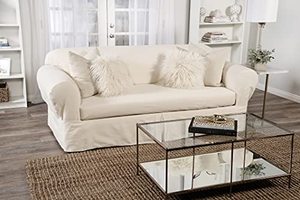 lot 11927 image: Classic Slipcovers WDEN2PC10WHT Sofa slipcover, 2 Piece, Separate Cushion Cover, Natural, Pure White