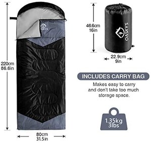 lot 11928 image: Oaskys Camping Sleeping Bag - 3 Season Warm & Cool Weather -