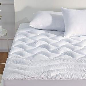 lot 11929 image: SLEEP ZONE Premium Mattress Pad Cover Cooling Overfilled Fluffy Soft Topper Zone Design Upto 21 inch Deep Pocket with Athletic Grade Elastic Skirt, White, Full
