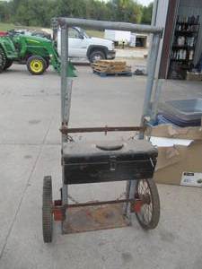 lot 3140 image: OXY ACETYLENE WELDING  TORCH CART WITH TOOL BOX
