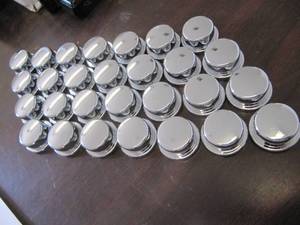 lot 3192 image: 28 NEW  34 CHROME BUMPER BOLT COVERS #70011  1116 HEIGHT  WITH FLANGE