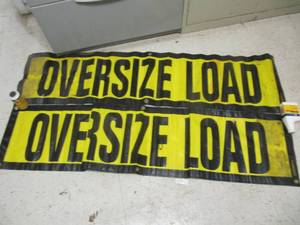 lot 3205 image: 2 OVERSIZE LOAD BANNERS  SIGNS  14 X 60