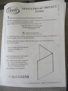 lot 625 image: BUSH OFFICE PRO PRIVACY PANEL  Room Divider  1 PANEL 66TALL, 1 PANEL 3 WIDE   IN OFFICE