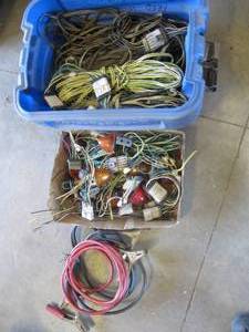 lot 3248 image: WORK TOTE WITH  BATTERY CABLES, TRUCK ELECTRICAL WIRING, CONNECTIONS,  LIGHT LENS