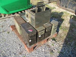 lot 1633 image: Pallet of 11 Metal  Ammo Containers