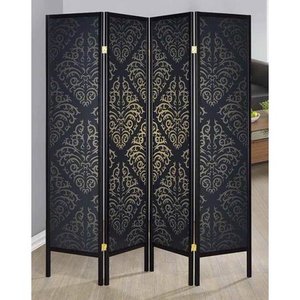 lot 43997 image: Coaster Home Furnishings 901632 Damask Print Folding Screen, NULL, Black