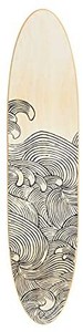 lot 44008 image: Creative Co-Op Coastal Surfboard D�cor for Living Room Contemporary Wave Design Overlaid On Light Wood Wall Decor, Natural Colored, White Stripes