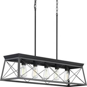 lot 44037 image: Progress Lighting - P400048 - Briarwood - 5 Light Linear Chandelier in Coastal style - 38 Inches wide by 9 Inches high RETAIL$ 221
