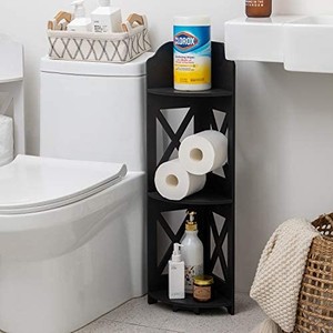 lot 44047 image: Pooja Mandir for Home in USA, Corner Shelf for Living Room,Narrow Bedside Nightstand for Small Spaces,3 Tiered Plant Stand Indoor,Shower Rack for Small Bathroom Storage,Black by TuoxinEM