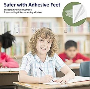 lot 44058 image: 1-Pack Medium Sneeze Guard for DeskTable wAdhesive Stands,Clear Plastic Protective ShieldDivider for Student Desk,Trifold Table PartitionBarrier for School Daycare Office Business,22x18x13